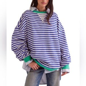 We The Free Classic Striped Oversized Crewneck Sz Medium - NWT